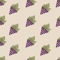 nahtloses Muster mit Trauben und Blättern. endlose violette Traube wiederholen. Vektor