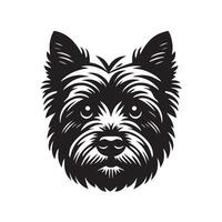 traurig Steinhaufen Terrier Hund Gesicht Illustration im schwarz und Weiß vektor