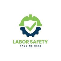 Arbeit Arbeiter Sicherheit Logo Design kreativ modern minimal Konzept vektor