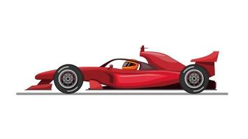 Formel-1-Auto und Fahrer mit Halo aka Kopfschutz aus Seitenansicht Konzept im Cartoon-Illustrationsvektor auf weißem Hintergrund vektor