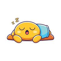 süß Emoji Schlafen auf ein Kissen isoliert auf Weiß Hintergrund vektor