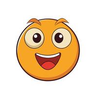 söt leende emoji med öppen ögon isolerat på vit bakgrund vektor