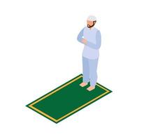 muslimsk man ber isometrisk illustration ikon vektor