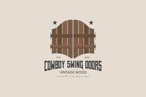 Jahrgang Cowboy Tür Logo, Western Saloon Tür Symbol vektor