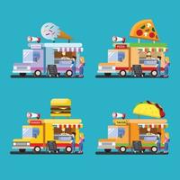 food truck Ikonuppsättning med platt design illustration vektor