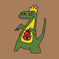 barn teckning dinosaurie pop- punk- illustration vektor