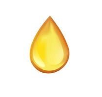 Gelbes Öl flüssige Tröpfchen für Olivenöl, Vitamin und Kabeljau Symbol realistische Darstellung isoliert in weißem Hintergrund vektor