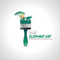 värld elefant dag kreativ annonser design. elefant dag tecknad serie ikon isolerat på mall för bakgrund. elefant dag affisch, . illustration, augusti 12. Viktig dag vektor