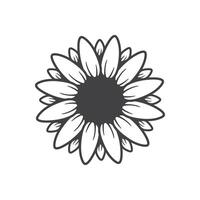 Sonnenblume Symbol im eben Stil. Flora Illustration auf isoliert Hintergrund. Sonnenblume Zeichen Geschäft Konzept. vektor