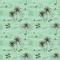 Hand gezeichnet tropisch Palme Strand nahtlos Muster zum Dekorativ, Stoff, Textil, Hawaiianisch Hemd Druck, Bekleidung, Verpackung oder Hintergrund vektor