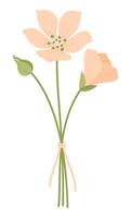 Strauß von Orange Alstroemeria blühen Blumen und Knospen. sanft Pflanzen, gebunden mit Schleife. Blumen- Illustration zum Design Projekte vektor