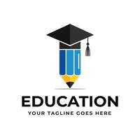 penna hatt toga examen logotyp akademisk universitet utbildning skola illustration ikon symbol vektor