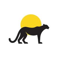 Gepard Katze Tier Silhouette mit Mond Symbol Design vektor