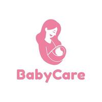 Mutter und Baby Illustration von ein glücklich lächelnd Pflegekraft halten ein Baby können Sein benutzt zum ein Baby Pflege Logo vektor