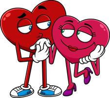 rot Herzen Paar Karikatur Zeichen flirten vektor