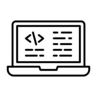 laptop kodning linje ikon vektor