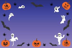 festlig bakgrund. Lycklig halloween baner. illustration med fladdermöss, spöken, pumpor och spindlar. vektor