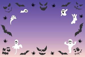 festlich Hintergrund. glücklich Halloween Banner. Illustration mit Fledermäuse, Geister und Spinnen. vektor