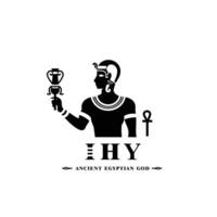 silhuett av de ikoniska gammal egyptisk Gud hej, mitten östra Gud logotyp för modern använda sig av vektor