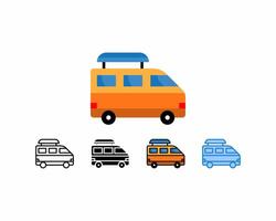 Wohnmobil van Symbol, Surfer van.set 5 Symbol Lieferwagen, Linie, Umriss, Glyphe, gefüllt Linie, flach Farbe und Blau Farbe.bearbeitbar Schlaganfälle und Pixel perfekt.kann Sein benutzt zum Digital Produkte, druckt usw. vektor