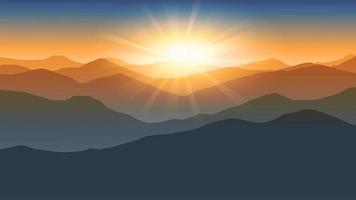 Bergkette Sonnenuntergang oder Sonnenaufgang Himmel Landschaft vektor
