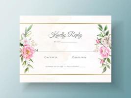 elegante blume und blätter aquarell hochzeitseinladungsschablone vektor