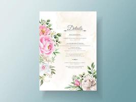 elegante blume und blätter aquarell hochzeitseinladungsschablone vektor