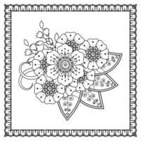 Mehndi-Blume für Henna, Mehndi, Tätowierung, Dekoration. dekoratives Ornament im ethnisch-orientalischen Stil, Doodle-Ornament, Umrisshand zeichnen. Malbuchseite. vektor