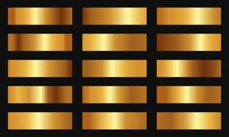 uppsättning av gyllene metallisk lutning mall design dekoration på svart bakgrund vektor