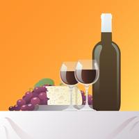 Vin och ost Stilleben vektor