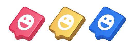 Smiley Emoticon Comic Gesicht Emoji Taste Lachen Sozial Netzwerk Reaktion glücklich 3d Rede Blase Symbol vektor