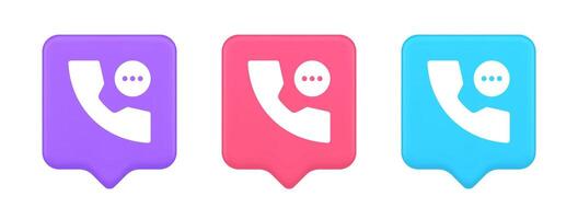 Telefon Beratung Leben Plaudern Notfall Hilfe Hilfe Taste Netz App Design 3d realistisch Rede Blase Symbol vektor
