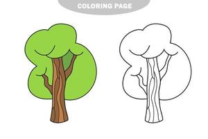 enkel målarbok. sommarträd som ska färgas. målarbok för barn vektor