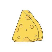 einfaches Cartoon-Symbol. Cartoon-Käse. Dreiecksstück. gelber Käse mit Löchern vektor