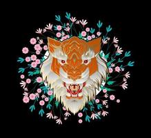 tiger illustration design för sukajan är elak japansk traditionell tyg eller t-shirt med digitala handritade broderier män t-shirts sommar casual kortärmad hip hop t-shirt streetwear vektor