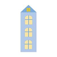 ein einfaches Haus aus geometrischen Formen auf weißem Hintergrund. Illustration für Kinder, Kinderbücher, Malbücher. Vektor-flache Cartoon-Zeichnung vektor