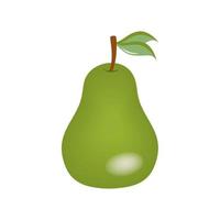 grönt päron på en vit bakgrund isolerad. tecknad vektorillustration av realistisk illustration. hälsosam mat, frukt, grönsaker och bär. logotyp för ett konditori eller fruktbutik eller café. vektor