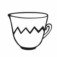 tekopp på en vit bakgrund isolerad. vektor kontur illustration av doodle muggar för teceremonin. logotyp designelement för ett kafé, bar, restaurang eller servisbutik.