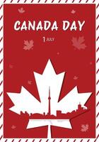 Land dag kort med lönn löv. kanada dag kort. bakgrund med kanadensisk lönn löv. kanadensisk flagga. vektor
