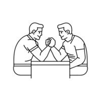 einfach zwei Männer sind Sitzung und beschäftigt, verlobt im Arm Ringen - - einer Linie Zeichnung. Wettbewerb Konzept, Stärke Vergleich, Ausbildung vektor