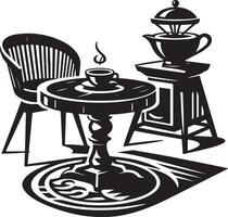 kaffe tabell, möbel silhuett, svart Färg silhuett vektor