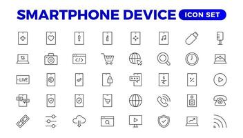 modern Smartphone Gerät Symbole zum einnehmend Benutzer Erfahrungen. Sammlung von Smartphone Gerät Symbole zum modern ui Design vektor