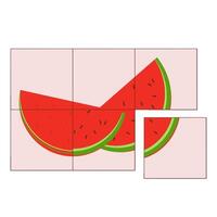 ein Wassermelone Scheibe ist Schnitt in vier Stücke vektor