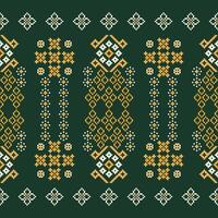 traditionell etnisk motiv ikat geometrisk tyg mönster korsa stitch.ikat broderi etnisk orientalisk pixel grön bakgrund. abstrakt, illustration. textur, dekoration, tapeter. vektor