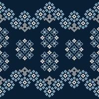 traditionell ethnisch Motive Ikat geometrisch Stoff Muster Kreuz Stich.ikat Stickerei ethnisch orientalisch Pixel Blau Hintergrund. abstrakt, Illustration. Textur, Dekoration, Tapete. vektor