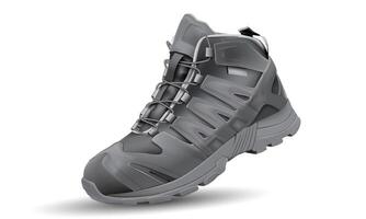 realistisk grå tyg läder sudd vandring sko säkerhet sudd tyg på vit design för män vektor