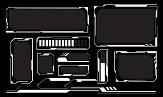 hud Frames Weiß grau Benutzer Schnittstelle Elemente Design modern Technologie futuristisch Steuerung Panel Bildschirm Digital Hologramm Fenster Spielen Speisekarte berühren Cyber Monitor einstellen auf schwarz Hintergrund vektor