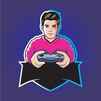 Gamer-Maskottchen-Logo-Design-Vektor, Gamer-Illustration für Sportteam. moderner Illustrator-Konzeptstil für Abzeichen vektor