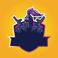 Gamer-Maskottchen-Logo-Design-Vektor, Gamer-Illustration für Sportteam. moderner Illustrator-Konzeptstil für Abzeichen vektor