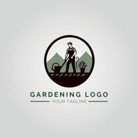 Garten und Pflanze minimalistisch Logo Konzept vektor